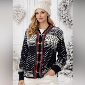 Dale of Norway New Wool Fair-isle Nordic Sweater with latch closure M